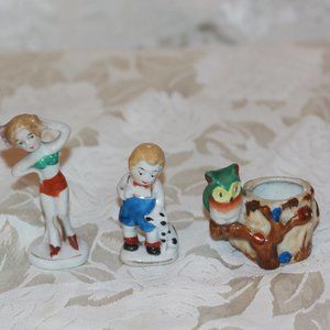 3 Occupied Japan Figurines Toothpick Holder